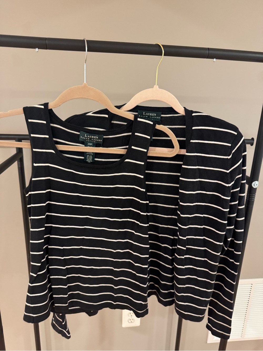 Ralph Lauren Black and White Striped Tank and Cardigan Set